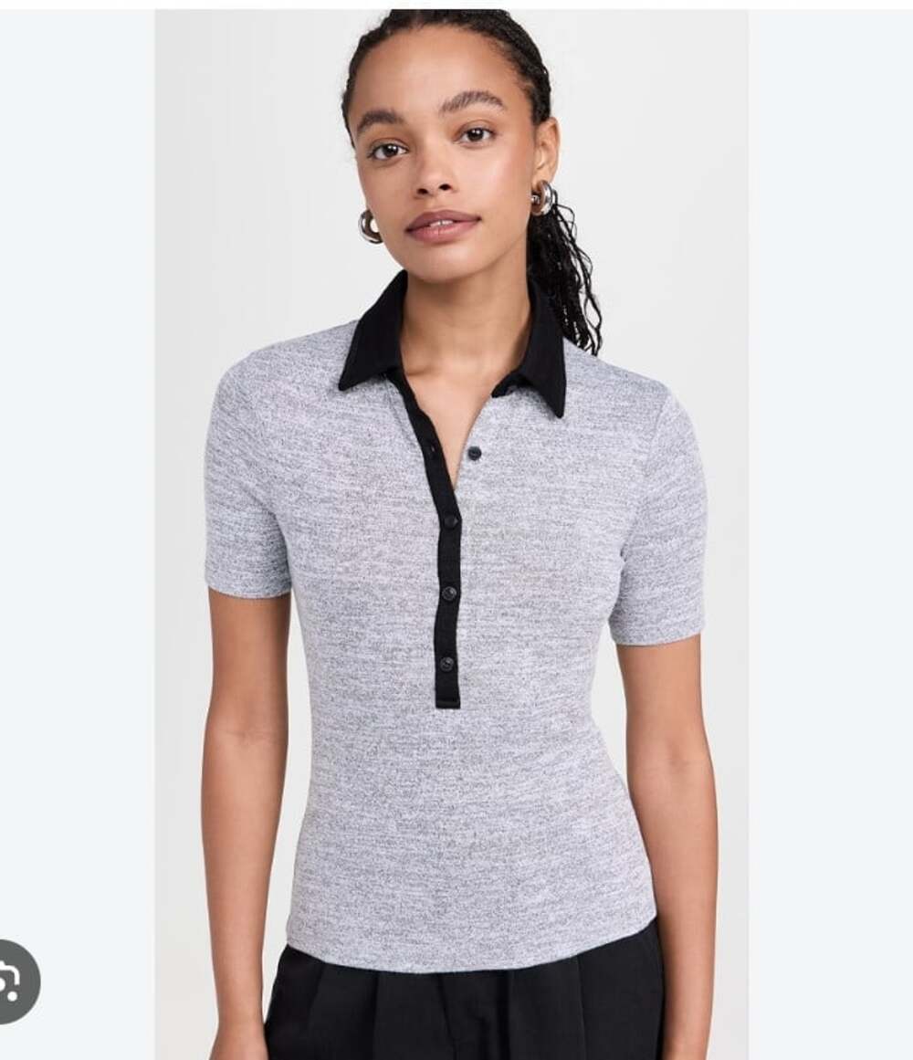 Rag & Bone Polo Shirt Womens XS Gray Knit Collared Short Sleeve Slim Top Casual